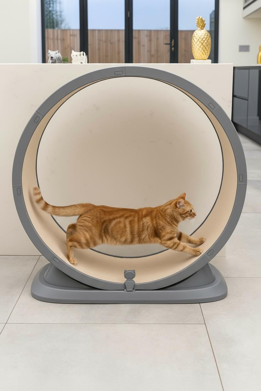 Modern Cat Exercise Wheel Grey/White