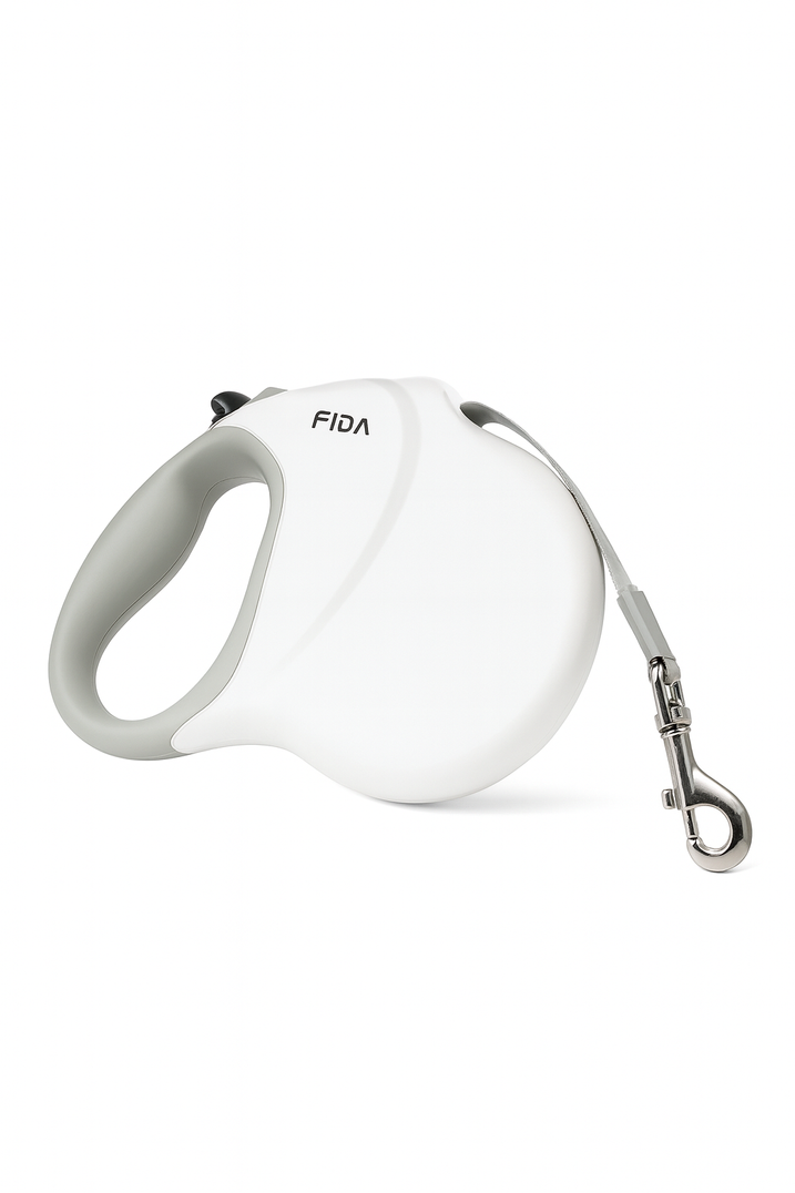 White Retractable Dog Leash 8m