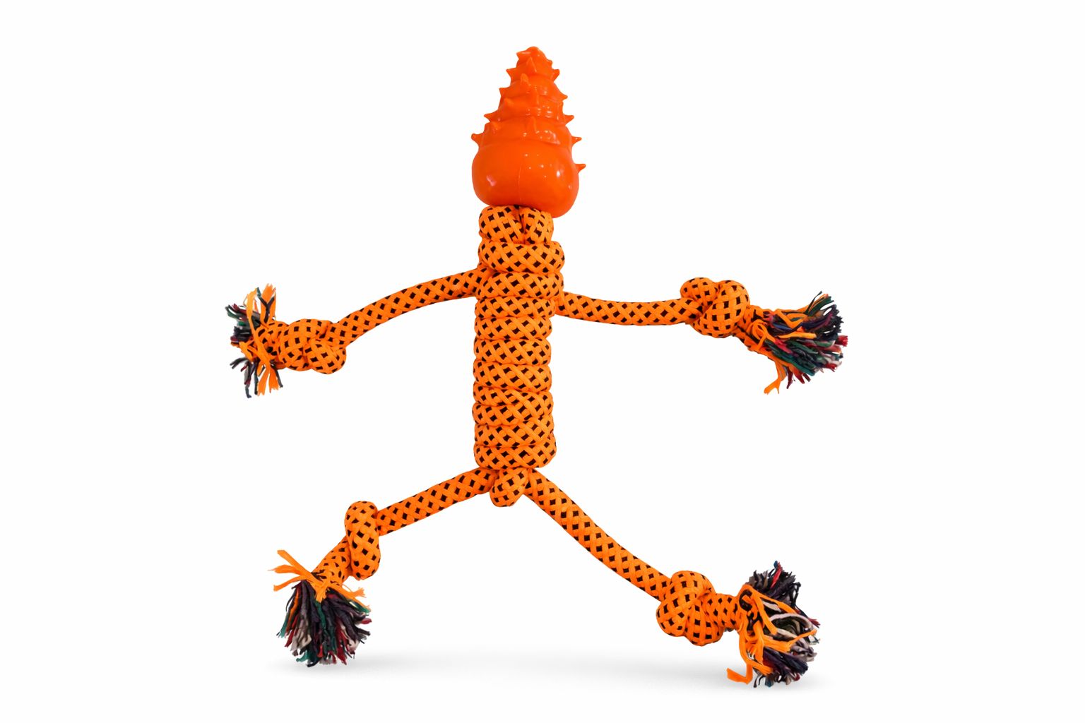 Rubber Rope Dog Toy – Grey, Blue & Orange