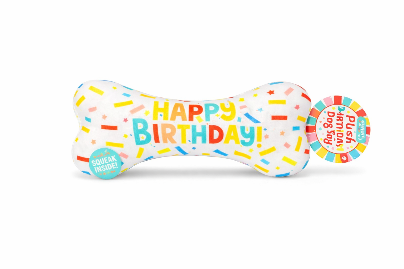 Plush Birthday Bone Dog Toy