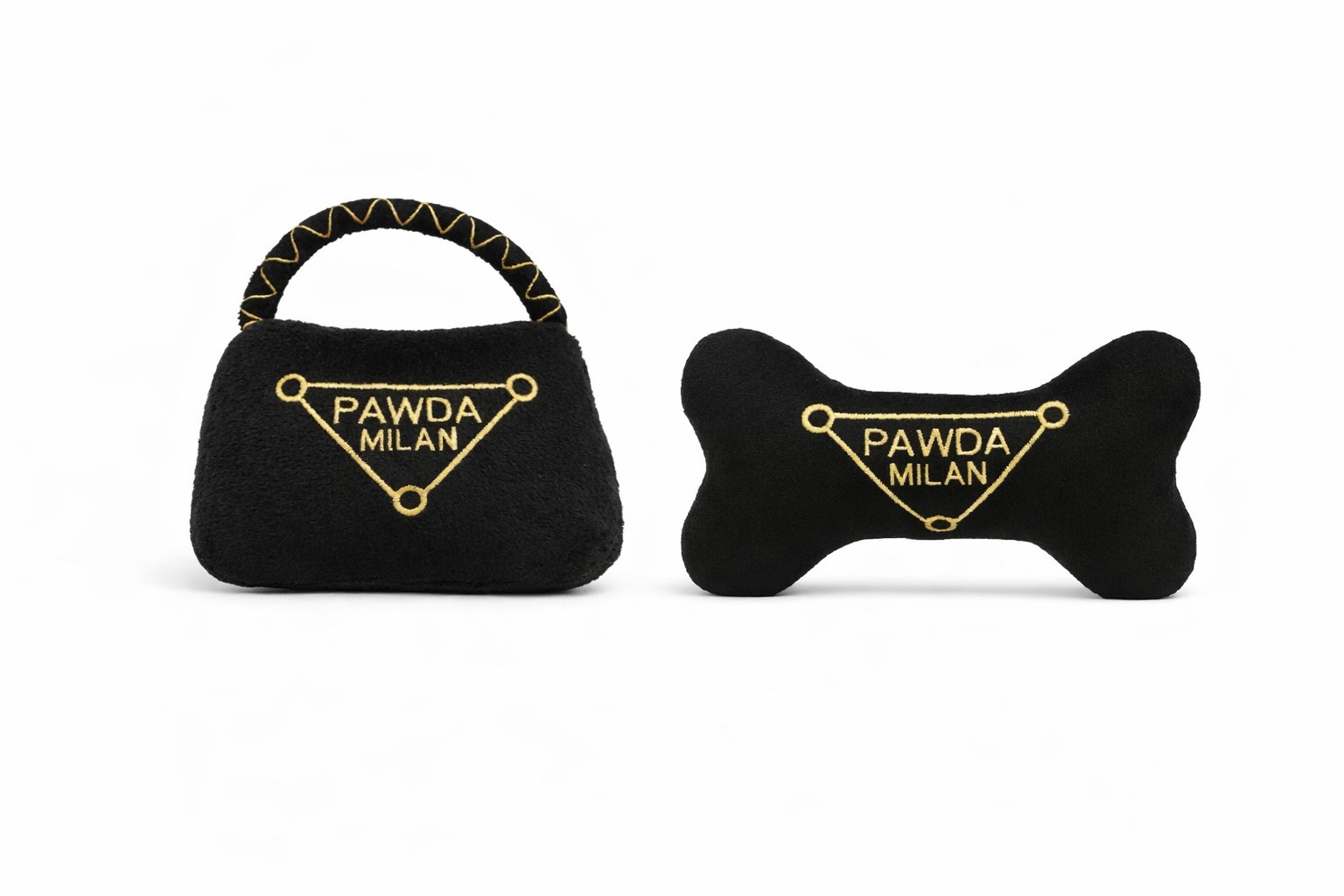 Pawda Milan Fashion Inspired Squeaky Toy Set – Bag & Bone
