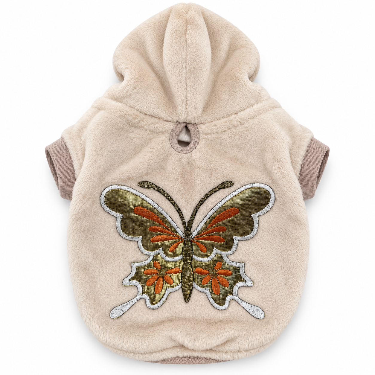 Cream butterfly dog hoodie back view